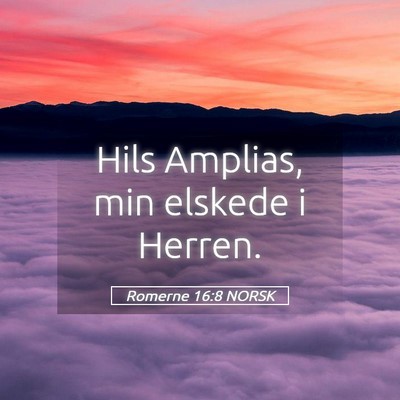 Picture 05 - Romerne 16:8 NORSK - Hils Amplias, min elskede i - Bible Verse Picture