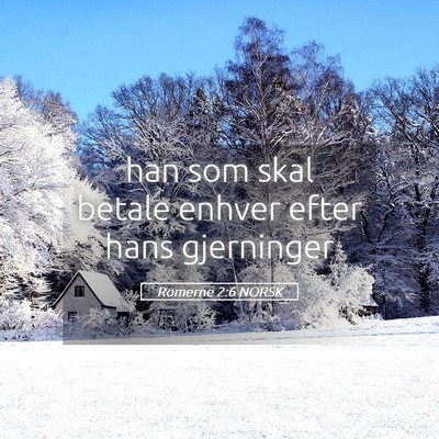 Picture 05 - Romerne 2:6 NORSK - han som skal betale enhver efter hans - Bible Verse Picture
