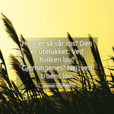 Picture 05 - Romerne 3:27 NORSK - Hvor er så vår ros? Den er utelukket. Ved - Bible Verse Picture