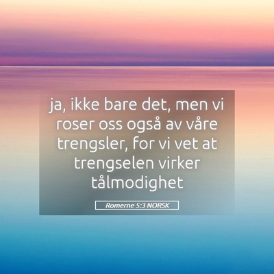Picture 05 - Romerne 5:3 NORSK - ja, ikke bare det, men vi roser oss også av - Bible Verse Picture