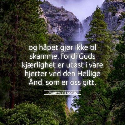 Picture 05 - Romerne 5:5 NORSK - og håpet gjør ikke til skamme, fordi Guds - Bible Verse Picture