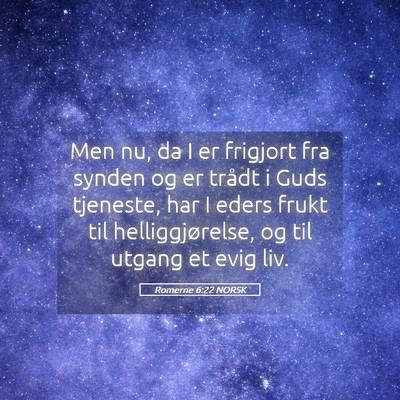 Picture 05 - Romerne 6:22 NORSK - Men nu, da I er frigjort fra synden og er trådt - Bible Verse Picture