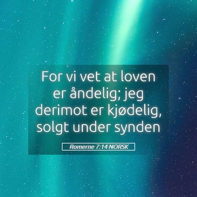 Picture 05 - Romerne 7:14 NORSK - For vi vet at loven er åndelig; jeg derimot er - Bible Verse Picture