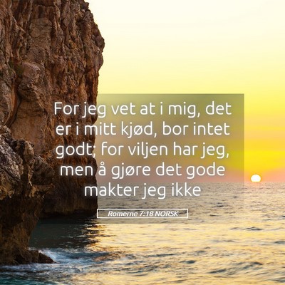 Picture 05 - Romerne 7:18 NORSK - For jeg vet at i mig, det er i mitt kjød, bor - Bible Verse Picture