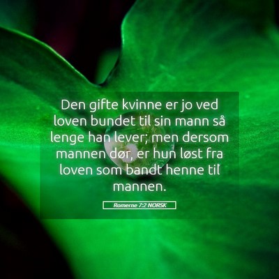 Picture 05 - Romerne 7:2 NORSK - Den gifte kvinne er jo ved loven bundet til sin - Bible Verse Picture
