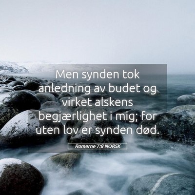 Picture 05 - Romerne 7:8 NORSK - Men synden tok anledning av budet og virket - Bible Verse Picture