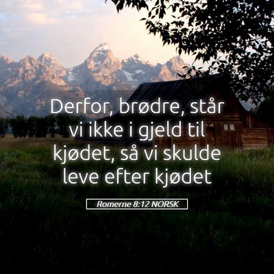Picture 05 - Romerne 8:12 NORSK - Derfor, brødre, står vi ikke i gjeld til - Bible Verse Picture