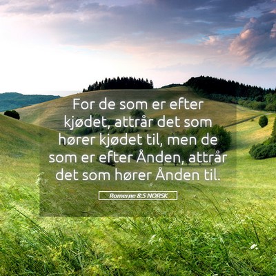 Picture 05 - Romerne 8:5 NORSK - For de som er efter kjødet, attrår det som - Bible Verse Picture