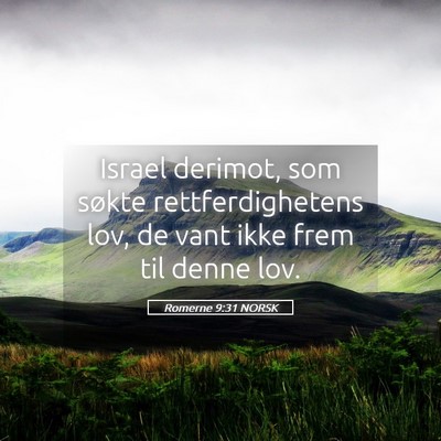 Picture 05 - Romerne 9:31 NORSK - Israel derimot, som søkte rettferdighetens lov, - Bible Verse Picture