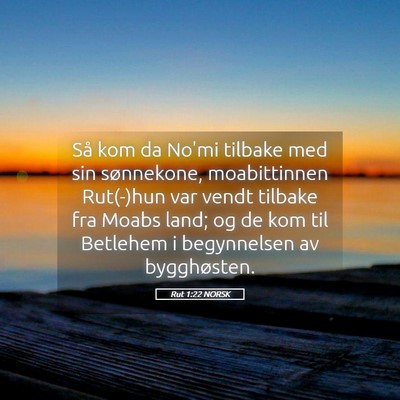 Picture 05 - Rut 1:22 NORSK - Så kom da No'mi tilbake med sin sønnekone, - Bible Verse Picture