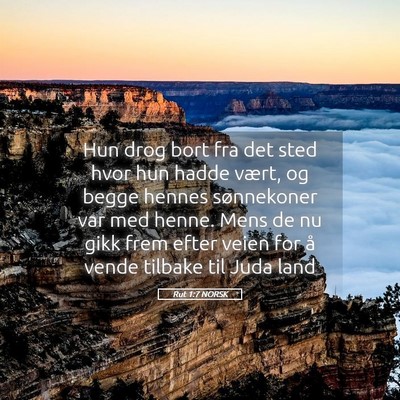 Picture 05 - Rut 1:7 NORSK - Hun drog bort fra det sted hvor hun hadde vært, - Bible Verse Picture