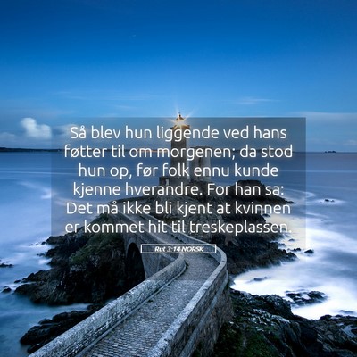 Picture 05 - Rut 3:14 NORSK - Så blev hun liggende ved hans føtter til om - Bible Verse Picture