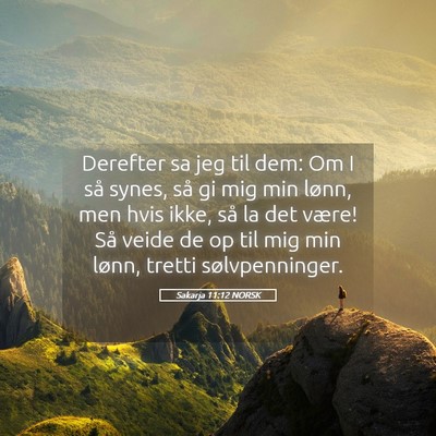 Picture 05 - Sakarja 11:12 NORSK - Derefter sa jeg til dem: Om I så synes, så gi - Bible Verse Picture