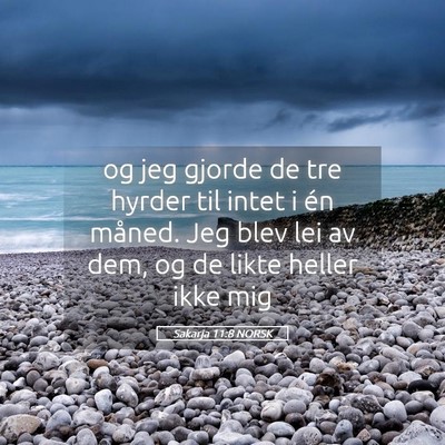 Picture 05 - Sakarja 11:8 NORSK - og jeg gjorde de tre hyrder til intet i én - Bible Verse Picture