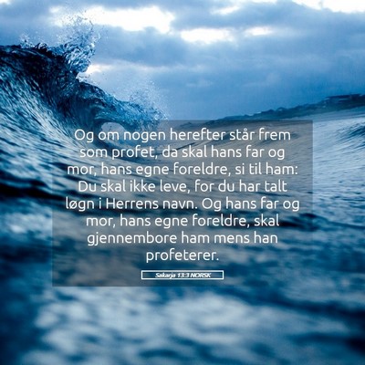 Picture 05 - Sakarja 13:3 NORSK - Og om nogen herefter står frem som profet, da - Bible Verse Picture