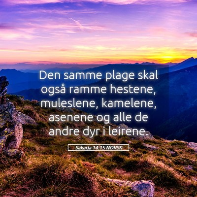 Picture 05 - Sakarja 14:15 NORSK - Den samme plage skal også ramme hestene, - Bible Verse Picture