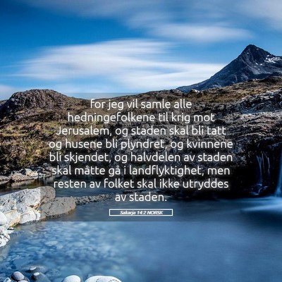 Picture 05 - Sakarja 14:2 NORSK - for jeg vil samle alle hedningefolkene til krig - Bible Verse Picture