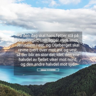Picture 05 - Sakarja 14:4 NORSK - På den dag skal hans føtter stå på - Bible Verse Picture