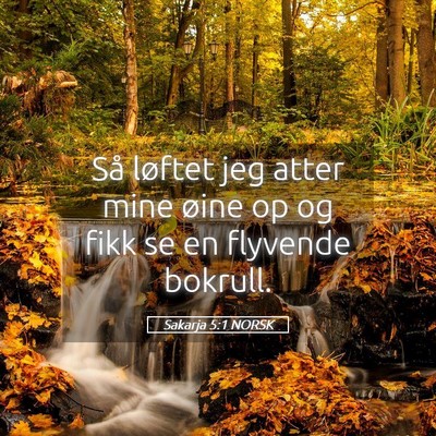 Picture 05 - Sakarja 5:1 NORSK - Så løftet jeg atter mine øine op og fikk se en - Bible Verse Picture
