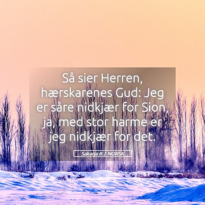 Picture 05 - Sakarja 8:2 NORSK - Så sier Herren, hærskarenes Gud: Jeg er såre - Bible Verse Picture
