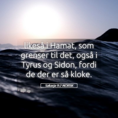 Picture 05 - Sakarja 9:2 NORSK - likeså i Hamat, som grenser til det, også i - Bible Verse Picture
