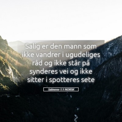 Picture 05 - Salmene 1:1 NORSK - Salig er den mann som ikke vandrer i ugudeliges - Bible Verse Picture