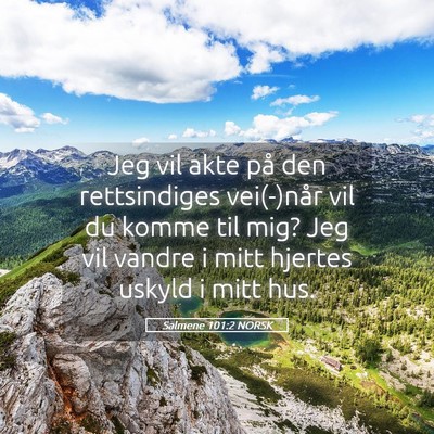 Picture 05 - Salmene 101:2 NORSK - Jeg vil akte på den rettsindiges vei(-)når vil - Bible Verse Picture