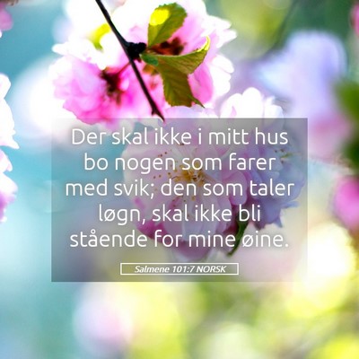 Picture 05 - Salmene 101:7 NORSK - Der skal ikke i mitt hus bo nogen som farer med - Bible Verse Picture