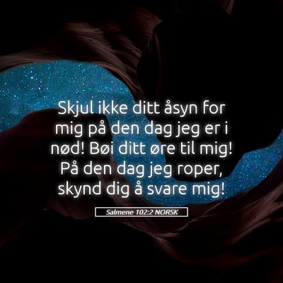Picture 05 - Salmene 102:2 NORSK - Skjul ikke ditt åsyn for mig på den dag jeg er - Bible Verse Picture