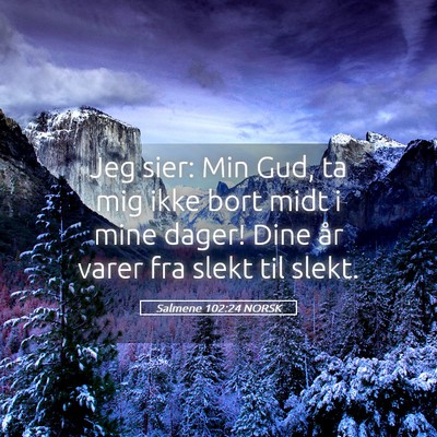Picture 05 - Salmene 102:24 NORSK - Jeg sier: Min Gud, ta mig ikke bort midt i mine - Bible Verse Picture