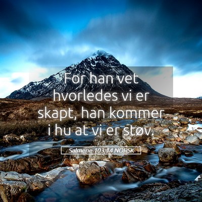 Picture 05 - Salmene 103:14 NORSK - For han vet hvorledes vi er skapt, han kommer i - Bible Verse Picture