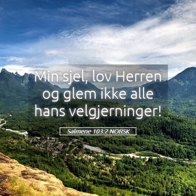 Picture 05 - Salmene 103:2 NORSK - Min sjel, lov Herren og glem ikke alle hans - Bible Verse Picture