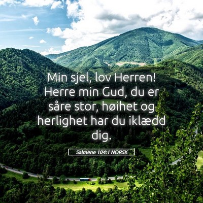 Picture 05 - Salmene 104:1 NORSK - Min sjel, lov Herren! Herre min Gud, du er såre - Bible Verse Picture