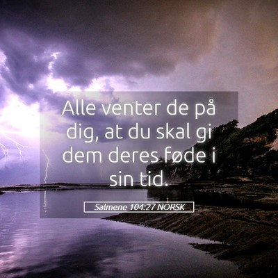 Picture 05 - Salmene 104:27 NORSK - Alle venter de på dig, at du skal gi dem deres - Bible Verse Picture