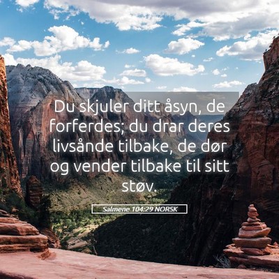 Picture 05 - Salmene 104:29 NORSK - Du skjuler ditt åsyn, de forferdes; du drar - Bible Verse Picture