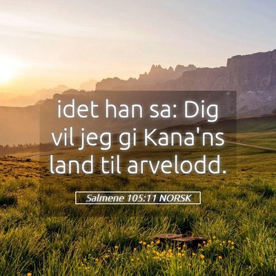 Picture 05 - Salmene 105:11 NORSK - idet han sa: Dig vil jeg gi Kana'ns land til - Bible Verse Picture