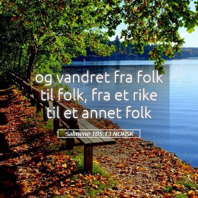 Picture 05 - Salmene 105:13 NORSK - og vandret fra folk til folk, fra et rike til et - Bible Verse Picture
