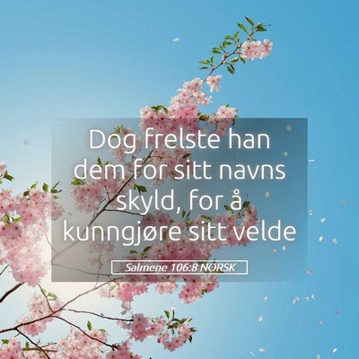 Picture 05 - Salmene 106:8 NORSK - Dog frelste han dem for sitt navns skyld, for å - Bible Verse Picture