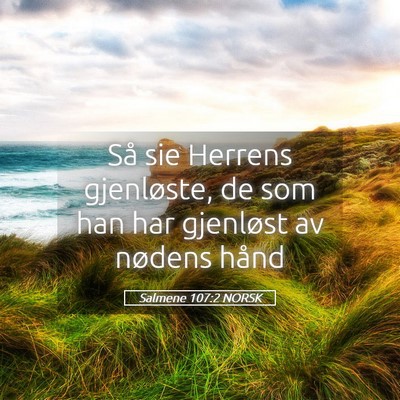 Picture 05 - Salmene 107:2 NORSK - Så sie Herrens gjenløste, de som han har - Bible Verse Picture