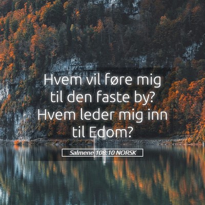 Picture 05 - Salmene 108:10 NORSK - Hvem vil føre mig til den faste by? Hvem leder - Bible Verse Picture