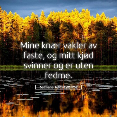 Picture 05 - Salmene 109:24 NORSK - Mine knær vakler av faste, og mitt kjød svinner - Bible Verse Picture