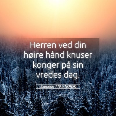 Picture 05 - Salmene 110:5 NORSK - Herren ved din høire hånd knuser konger på sin - Bible Verse Picture