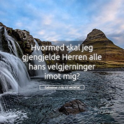 Picture 05 - Salmene 116:12 NORSK - Hvormed skal jeg gjengjelde Herren alle hans - Bible Verse Picture