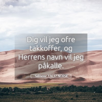Picture 05 - Salmene 116:17 NORSK - Dig vil jeg ofre takkoffer, og Herrens navn vil - Bible Verse Picture