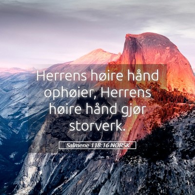 Picture 05 - Salmene 118:16 NORSK - Herrens høire hånd ophøier, Herrens høire - Bible Verse Picture