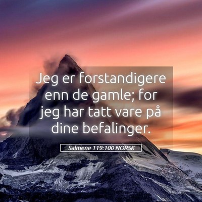 Picture 05 - Salmene 119:100 NORSK - Jeg er forstandigere enn de gamle; for jeg har - Bible Verse Picture