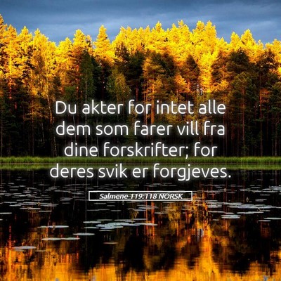 Picture 05 - Salmene 119:118 NORSK - Du akter for intet alle dem som farer vill fra - Bible Verse Picture