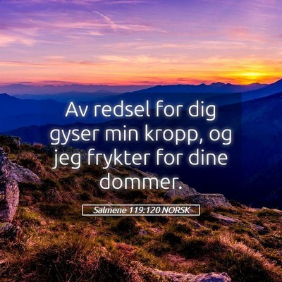 Picture 05 - Salmene 119:120 NORSK - Av redsel for dig gyser min kropp, og jeg frykter - Bible Verse Picture