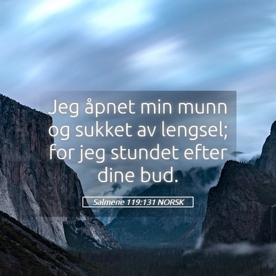 Picture 05 - Salmene 119:131 NORSK - Jeg åpnet min munn og sukket av lengsel; for jeg - Bible Verse Picture