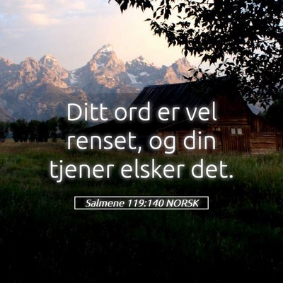 Picture 05 - Salmene 119:140 NORSK - Ditt ord er vel renset, og din tjener elsker - Bible Verse Picture